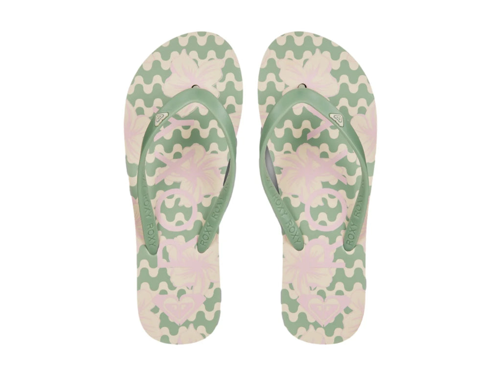 Sandalias Roxy Tahiti VII Verde y Rosa para Mujer