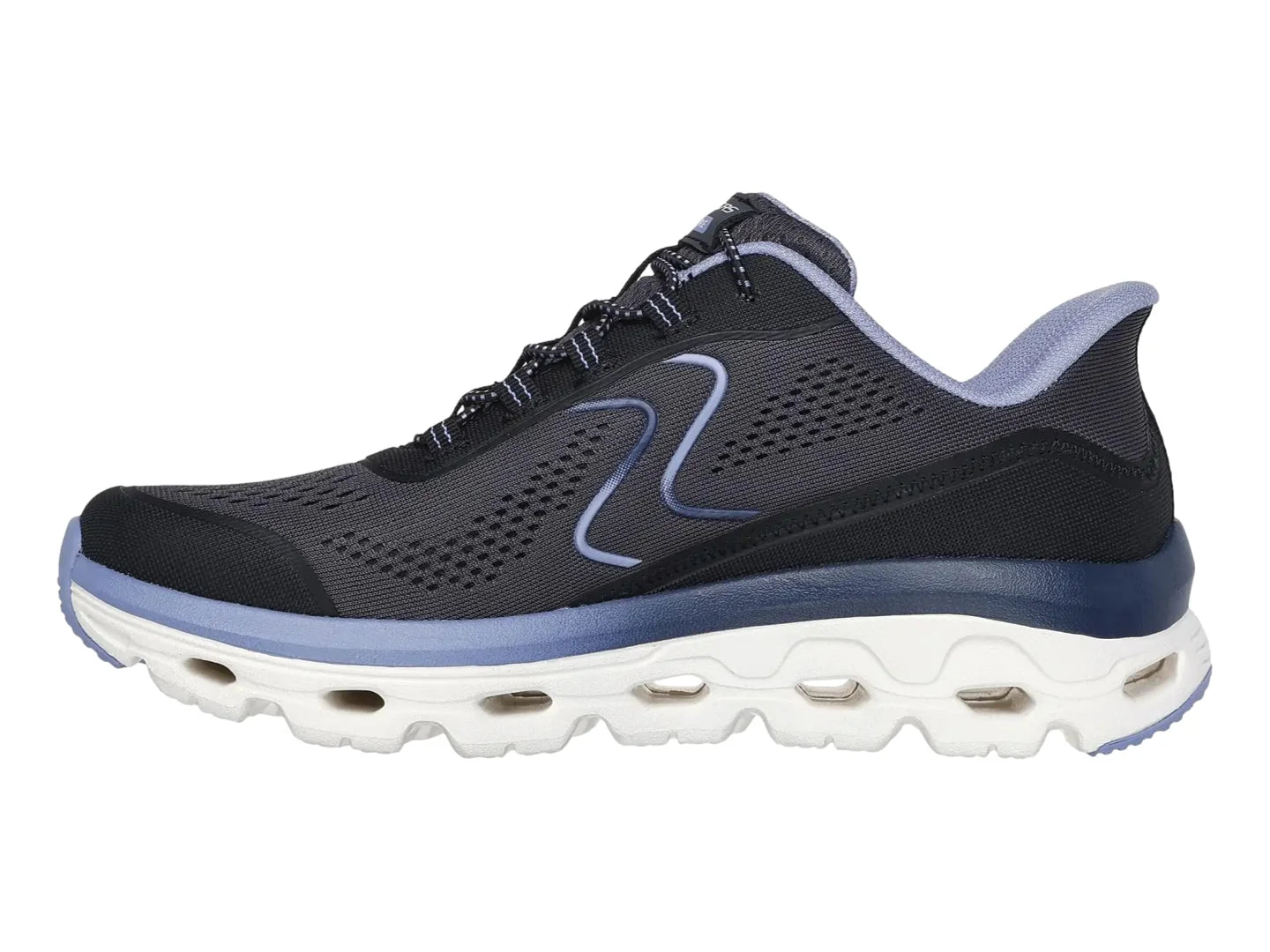 Tenis Skechers Glide Step Sole Negro y Azul para Mujer