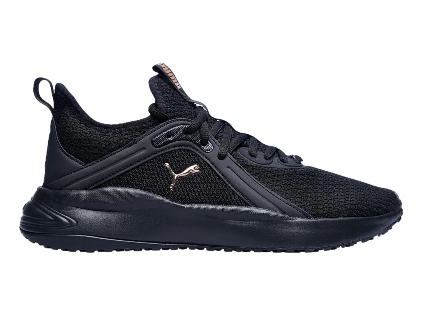 Tenis Puma Softride Karma Negro y Oro Rosa para Mujer