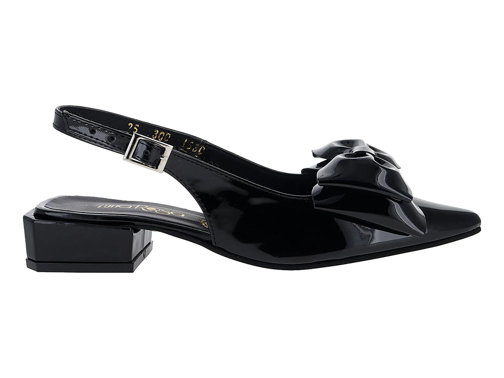 Zapatillas de Tacón Luna Rosa Negro Charol para Mujer