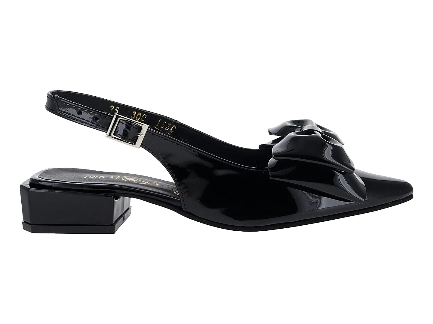 Zapatillas de Tacón Luna Rosa Negro Charol para Mujer