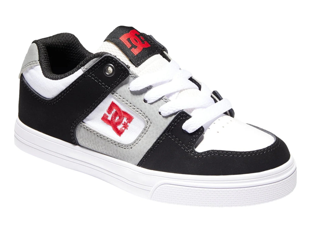 Tenis DC Shoes Pure Blanco Negro y Rojo para Niño