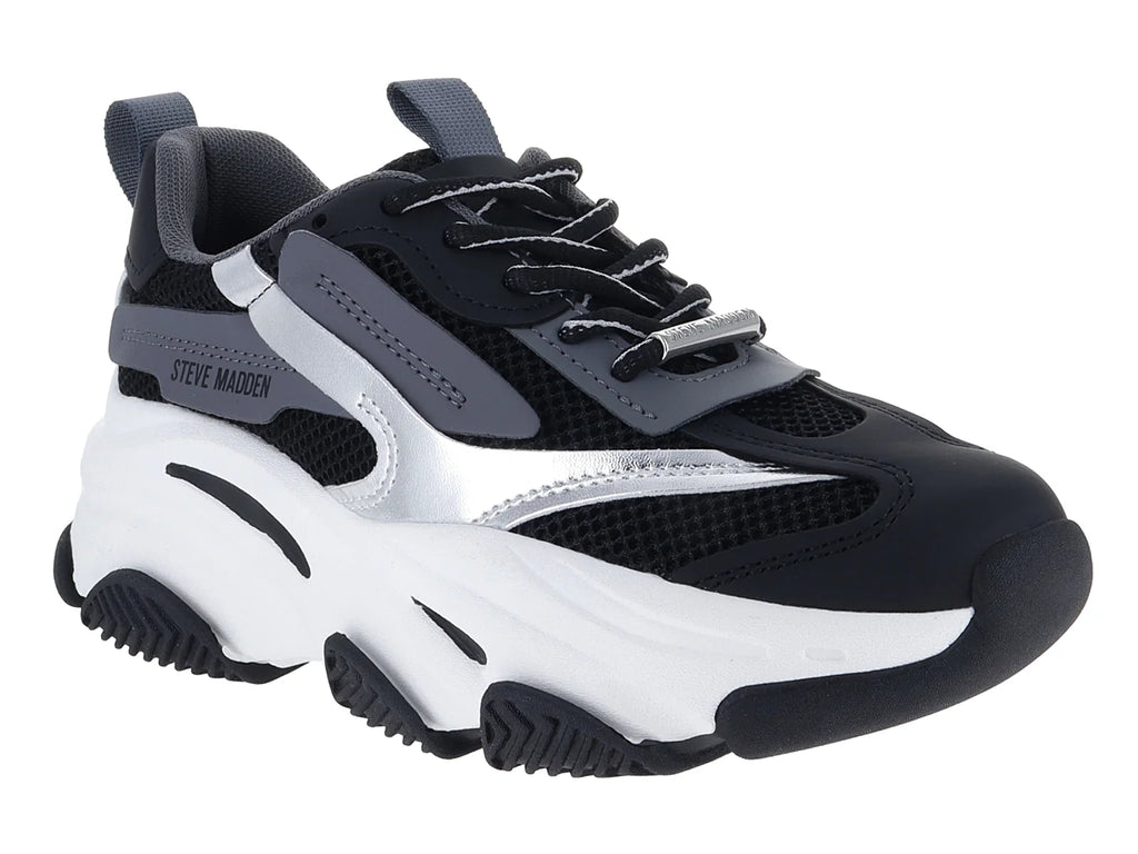 Tenis Steve Madden Posses Negro y Plata para Mujer