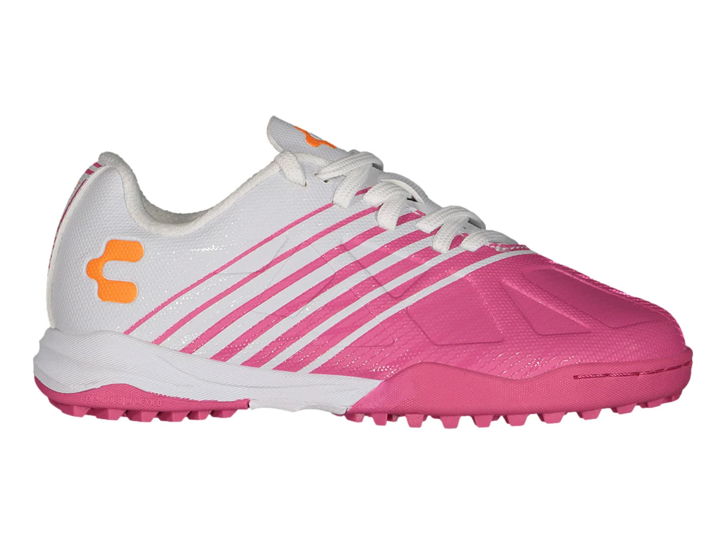 Tenis de Fútbol Charly Blanco y Fucsia para Niño