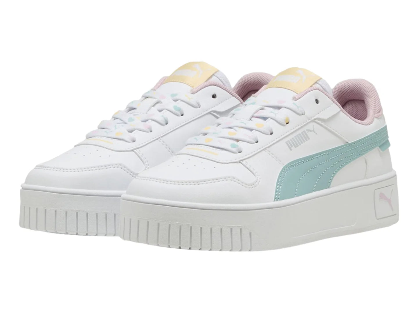 Tenis PUMA Carina Street Lacey Blanco Menta y Rosa para Niña