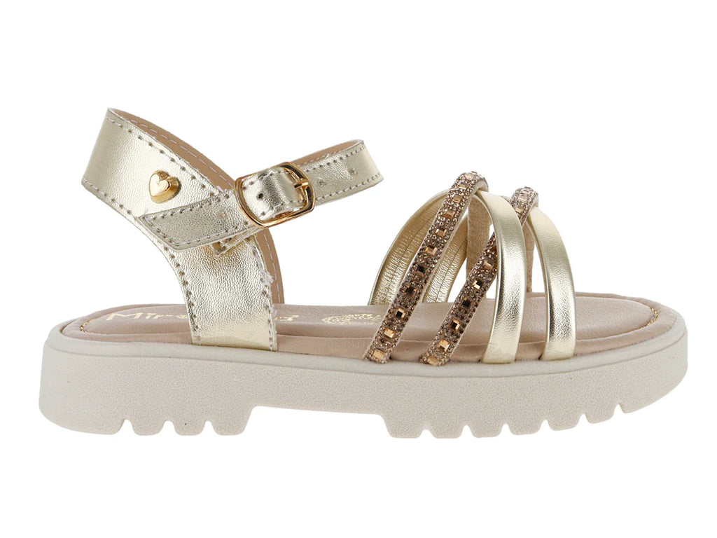 Sandalias Miroslava Napa Metálico Oro Inglés para Niña