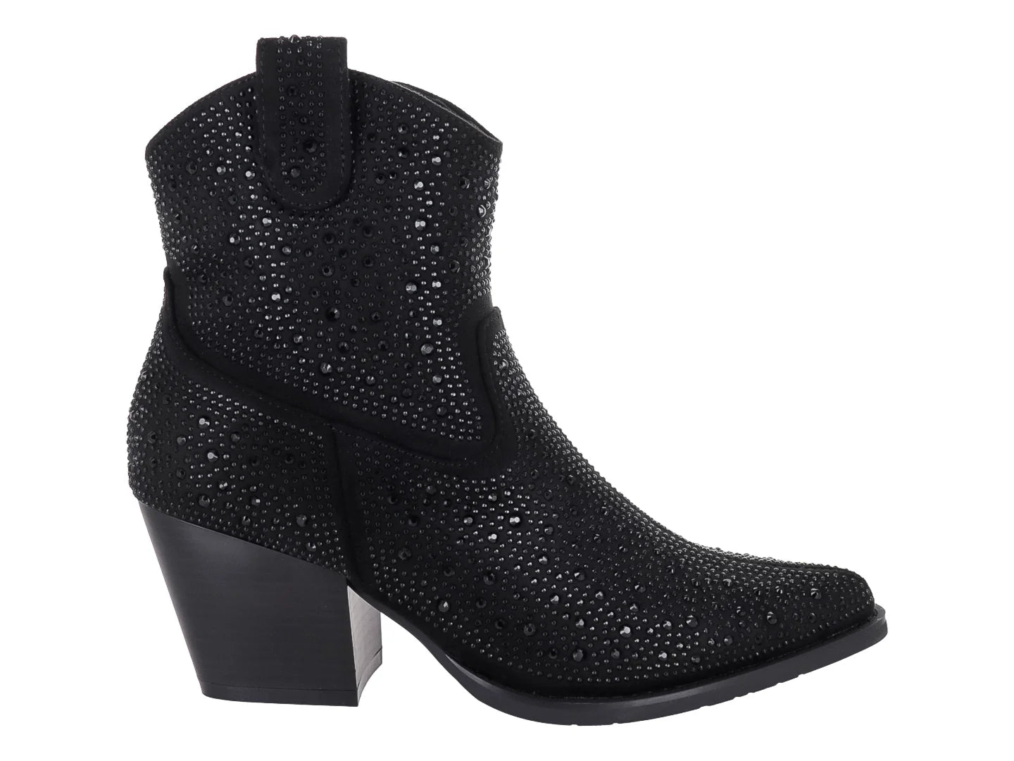 Botines Roze Negros con Pedrería para Mujer