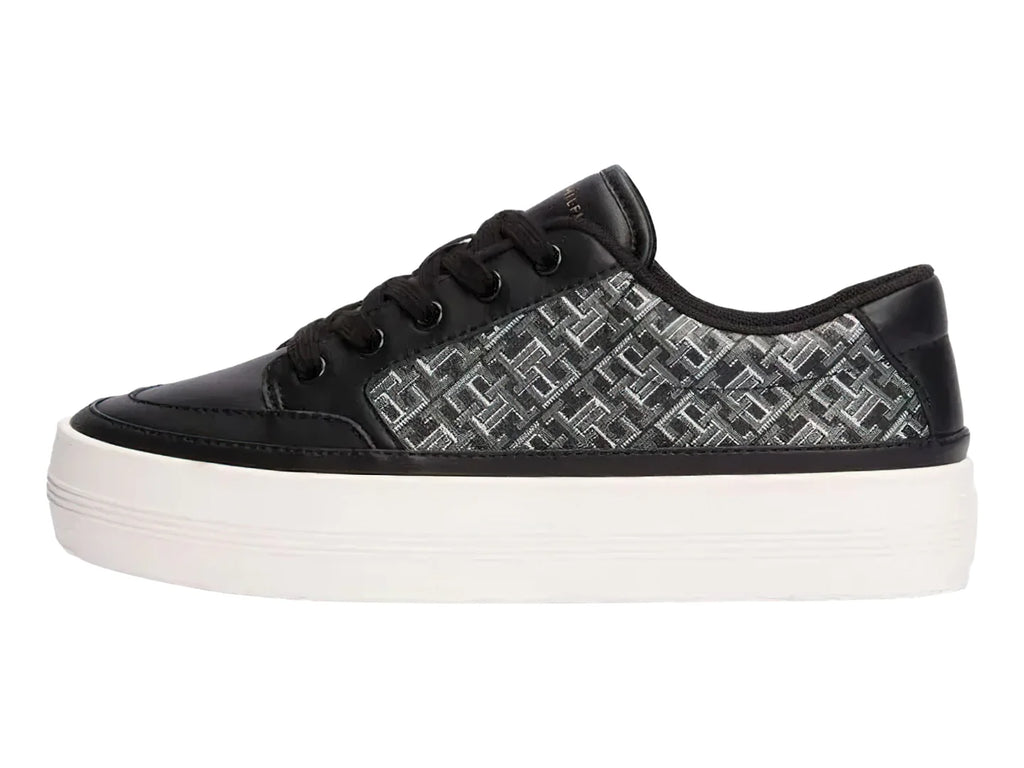 Tenis Tommy Hilfiger Vulc Leather Monogram Negro para Mujer
