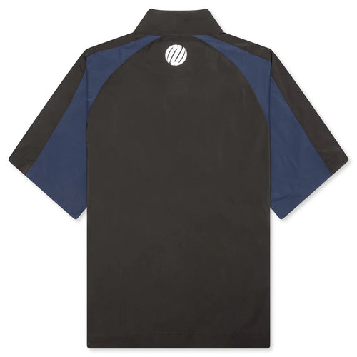 Short Sleeve Paneled Wind Shirt Black Navy
