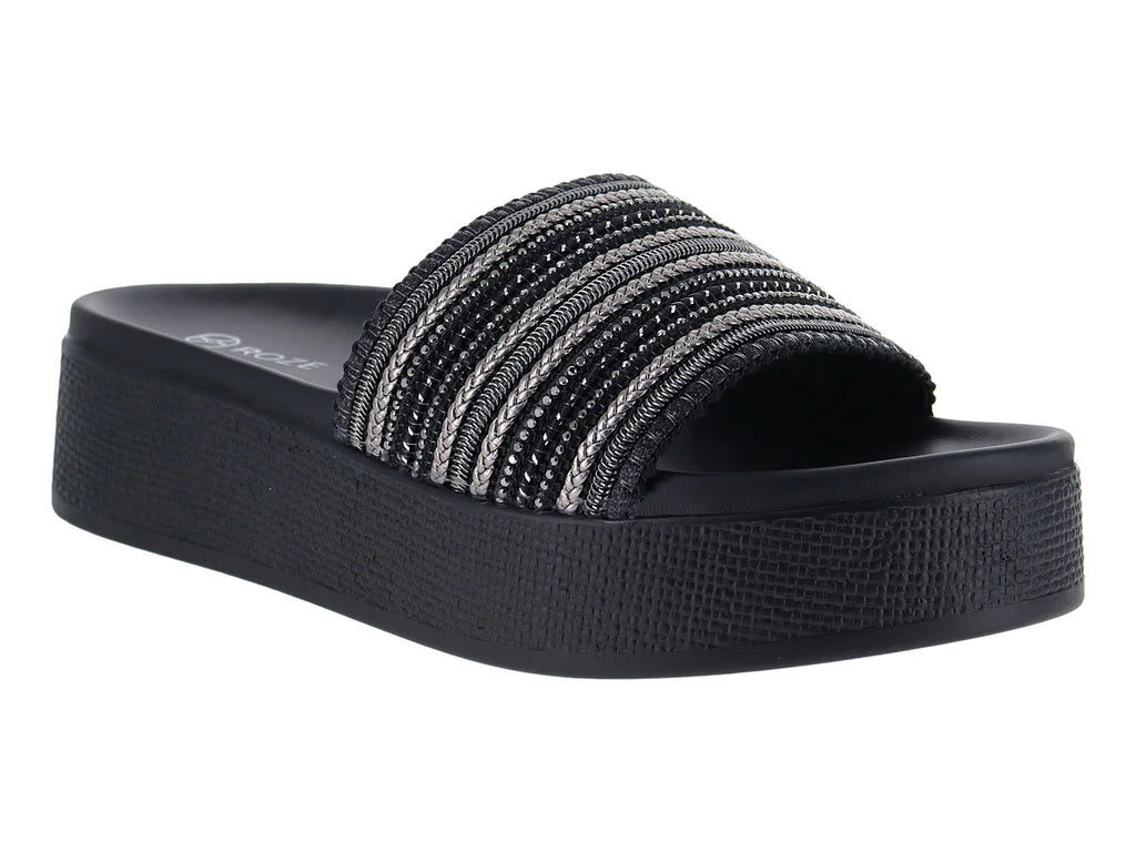 Sandalias Roze Negro de Media Plataforma para Mujer