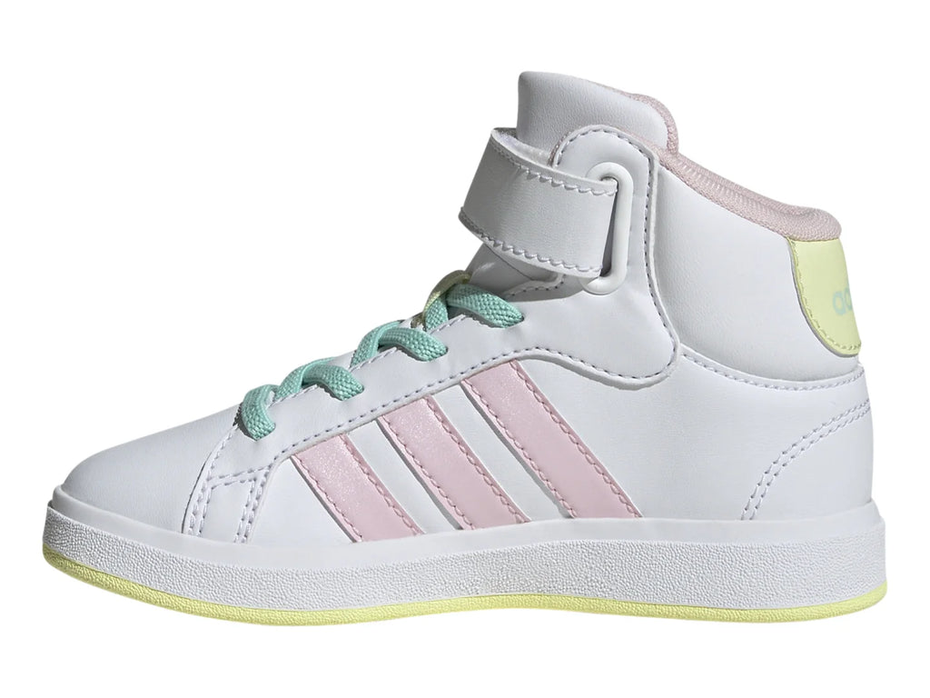 Tenis Adidas Grand Court Mid Blanco y Rosa para Niña