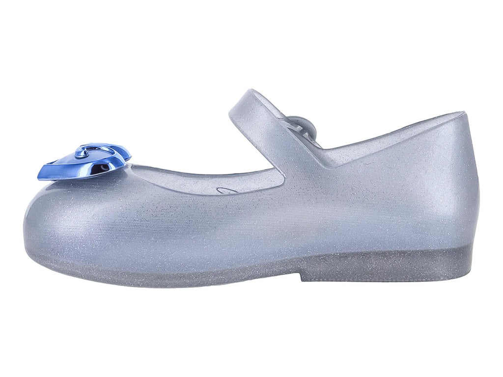 Zapatos Flats Mini Melissa Disney Princess Plata Glitter para Niña