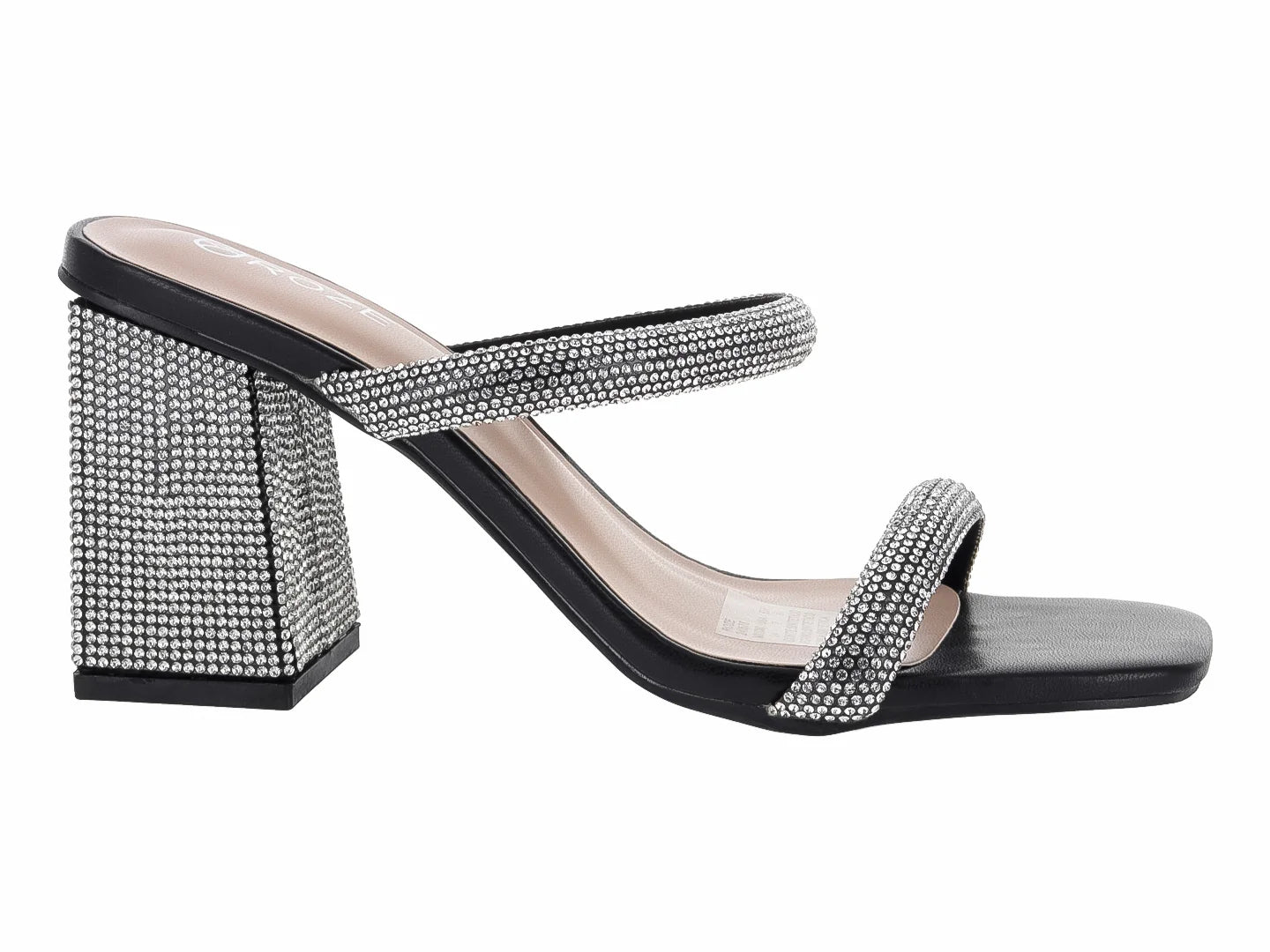 Sandalias ROZE Negro con Cristales para Mujer