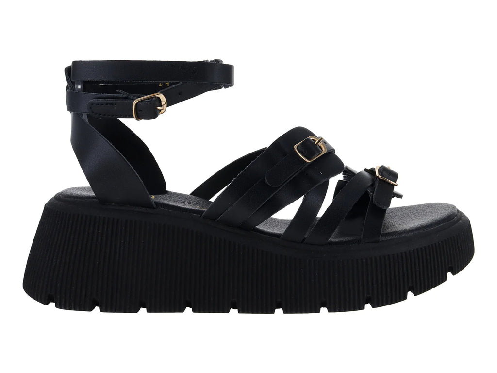Sandalias Luna Rosa Plataforma Negro para Mujer