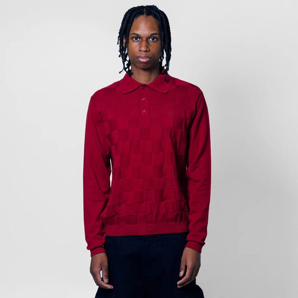 Palmer Checked L S Sweater Polo Augusta Green