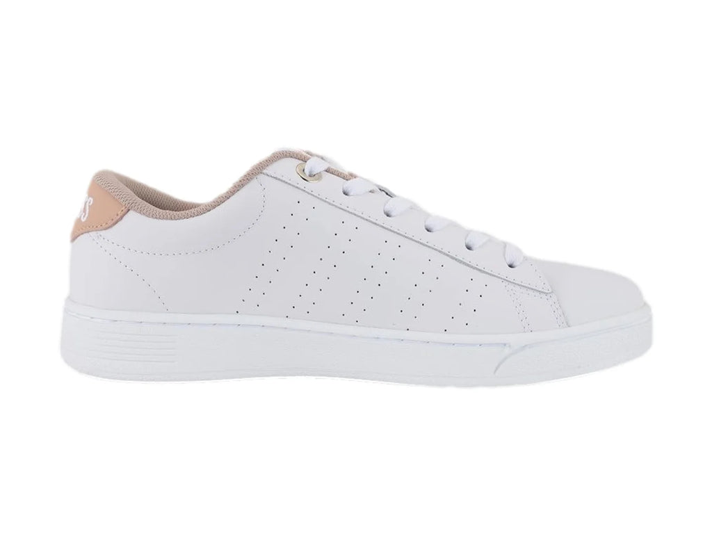 Tenis K Swiss Base Court Blanco y Taupe para Mujer