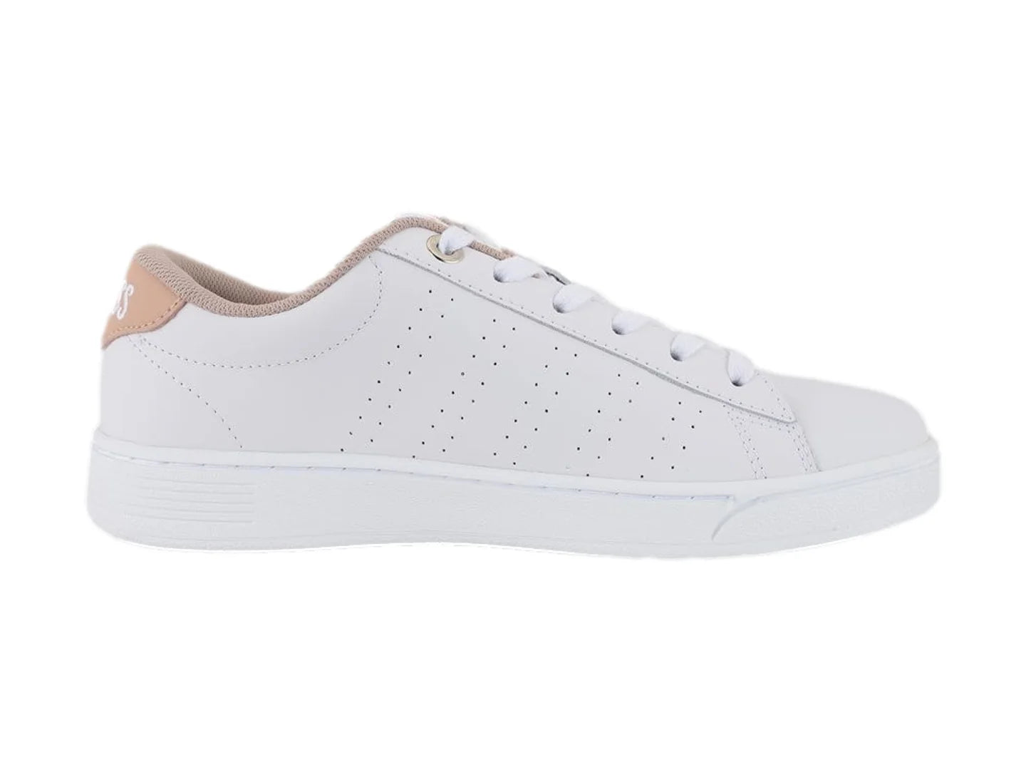 Tenis K Swiss Base Court Blanco y Taupe para Mujer