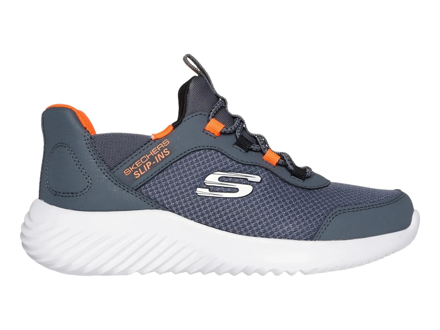Tenis Skechers Bounder Gris y Naranja para Niño