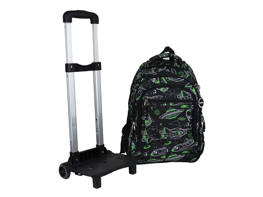 Mochila Terry Nave Espacial Verde Negro para Niño