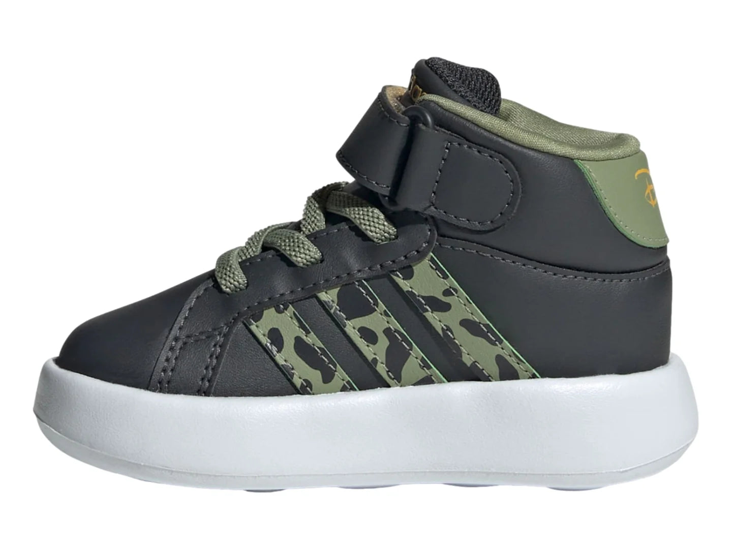 Tenis Adidas Grand Court Mid Verde y Carbon para Niño